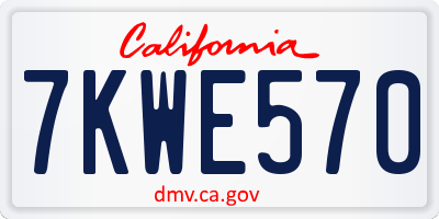 CA license plate 7KWE570