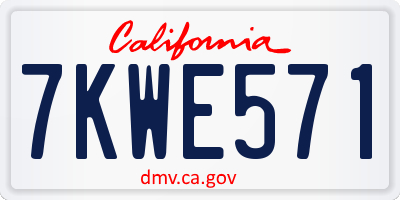 CA license plate 7KWE571