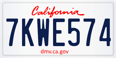 CA license plate 7KWE574