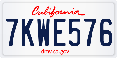 CA license plate 7KWE576