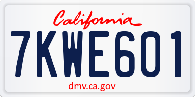 CA license plate 7KWE601