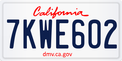 CA license plate 7KWE602