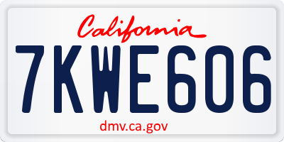 CA license plate 7KWE606