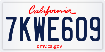 CA license plate 7KWE609