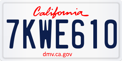 CA license plate 7KWE610