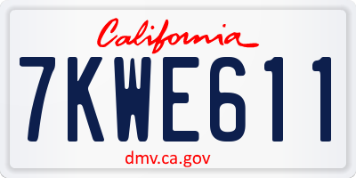 CA license plate 7KWE611