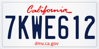 CA license plate 7KWE612