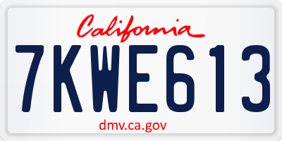 CA license plate 7KWE613