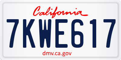 CA license plate 7KWE617