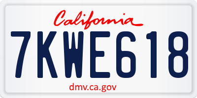 CA license plate 7KWE618