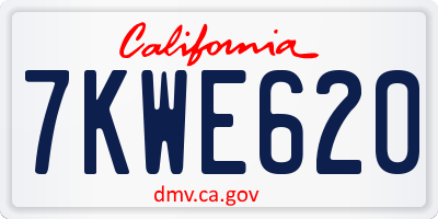 CA license plate 7KWE620