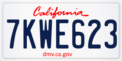 CA license plate 7KWE623