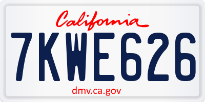 CA license plate 7KWE626