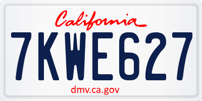 CA license plate 7KWE627