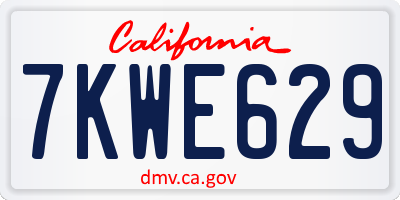 CA license plate 7KWE629