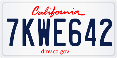CA license plate 7KWE642