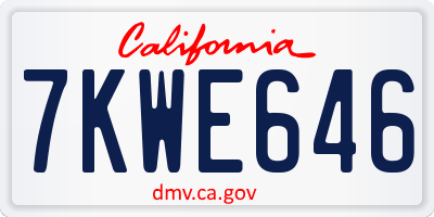 CA license plate 7KWE646