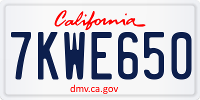CA license plate 7KWE650