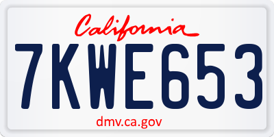 CA license plate 7KWE653