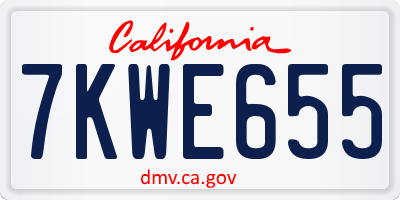 CA license plate 7KWE655