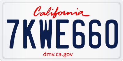 CA license plate 7KWE660