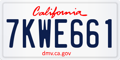 CA license plate 7KWE661