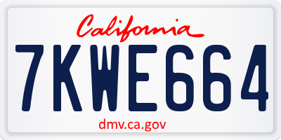 CA license plate 7KWE664