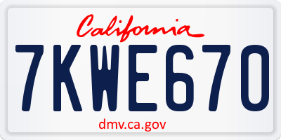 CA license plate 7KWE670