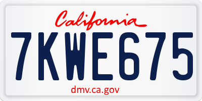 CA license plate 7KWE675