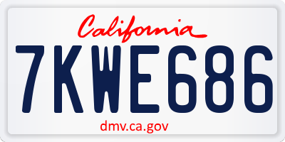 CA license plate 7KWE686