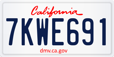 CA license plate 7KWE691