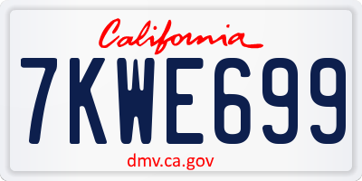 CA license plate 7KWE699
