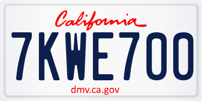 CA license plate 7KWE700
