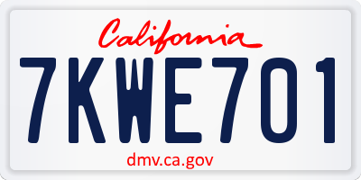 CA license plate 7KWE701
