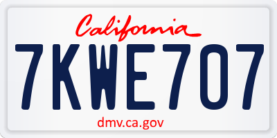 CA license plate 7KWE707