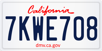 CA license plate 7KWE708