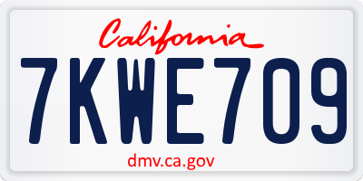 CA license plate 7KWE709