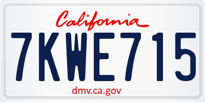 CA license plate 7KWE715