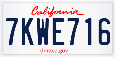 CA license plate 7KWE716