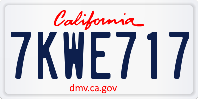 CA license plate 7KWE717
