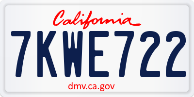 CA license plate 7KWE722