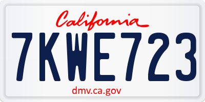 CA license plate 7KWE723