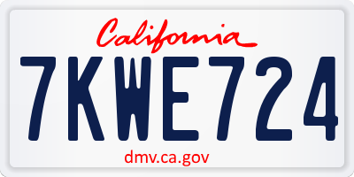 CA license plate 7KWE724