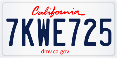CA license plate 7KWE725