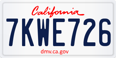 CA license plate 7KWE726