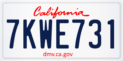 CA license plate 7KWE731