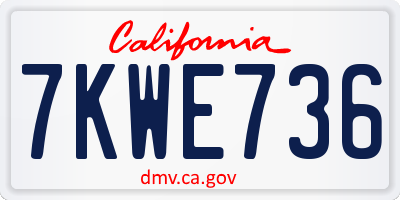 CA license plate 7KWE736