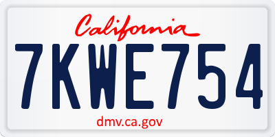 CA license plate 7KWE754