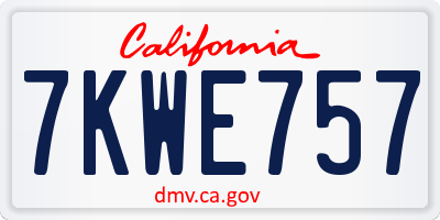 CA license plate 7KWE757