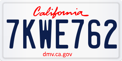 CA license plate 7KWE762